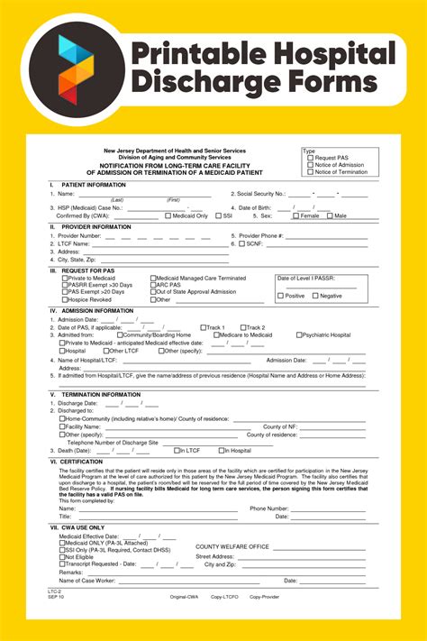 Printable Hospital Discharge Papers